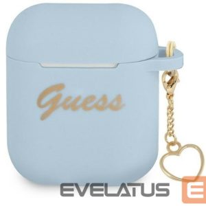 Headphone case Guess - AirPods 1/2 cover Silicone Charm Heart Collection Blue