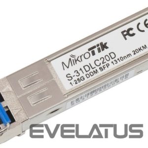 Server - Other Accessories Mikrotik  S-31DLC20D SFP, Single-Mode Fiber, Dual LC, 10/100/1000 Mbit/s, Wavelength 1310 nm, Maximum transfer distance 20000 m, -40 to +70C 