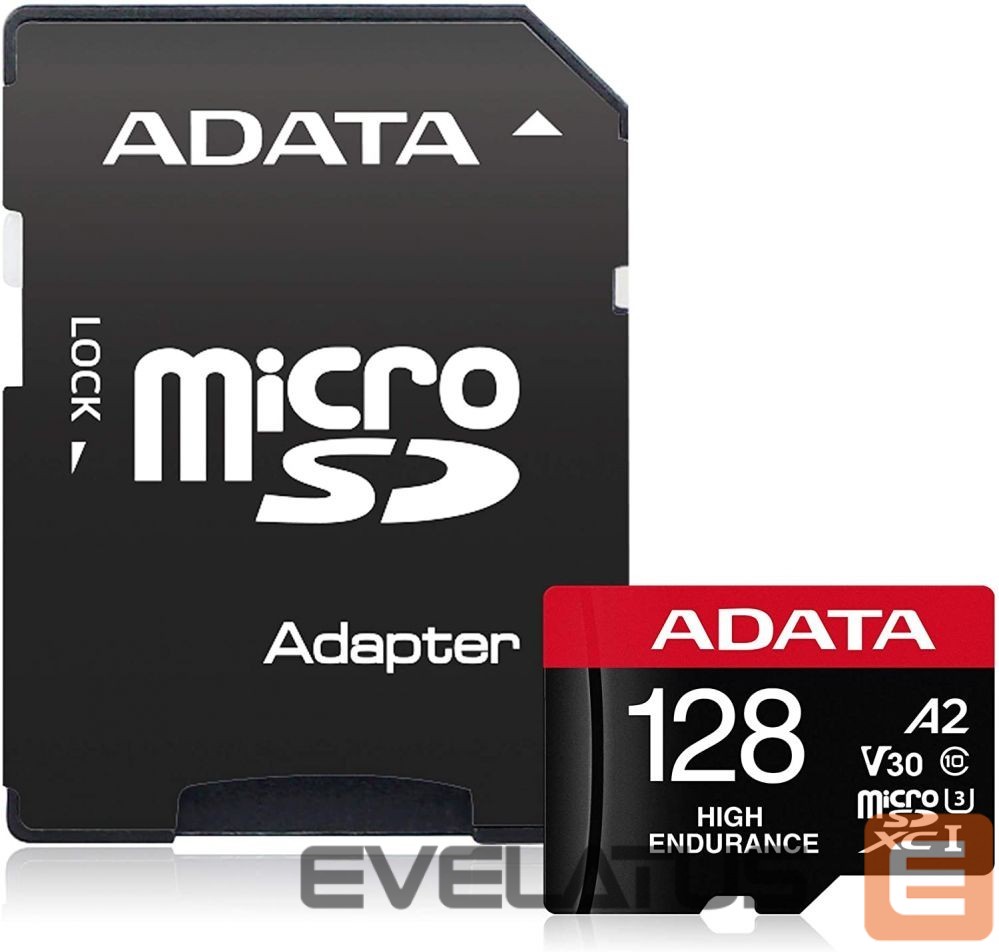 Memory cards ADATA AUSDX128GUI3V30SHA2-RA1 Memory Card 128 GB, MicroSDXC, Flash memory class 10, Adapter, 80 MB/s, 100 MB/s