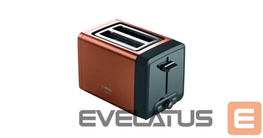 Toster Bosch DesignLine Toaster TAT4P429 Power 970 W, Number of slots 2, Housing material Stainless Steel, Copper/Black