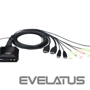 Server - Other Accessories Aten  2-Port USB 4K HDMI Cable KVM Switch with Remote Port Selector CS22H-AT 