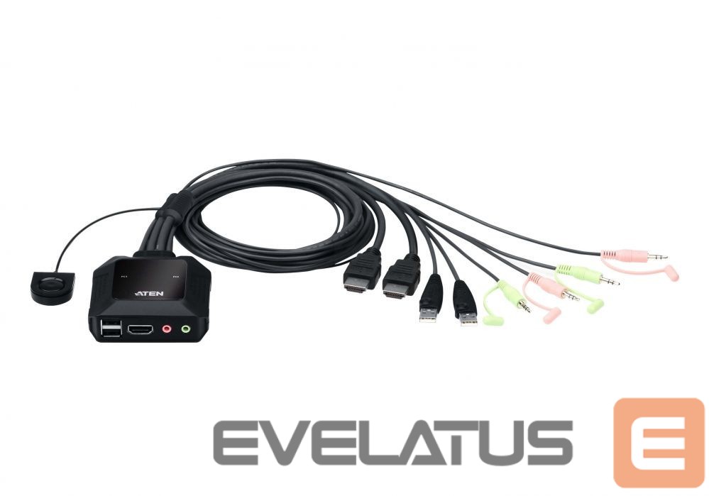 Server - Other Accessories Aten 2-Port USB 4K HDMI Cable KVM Switch with Remote Port Selector CS22H-AT