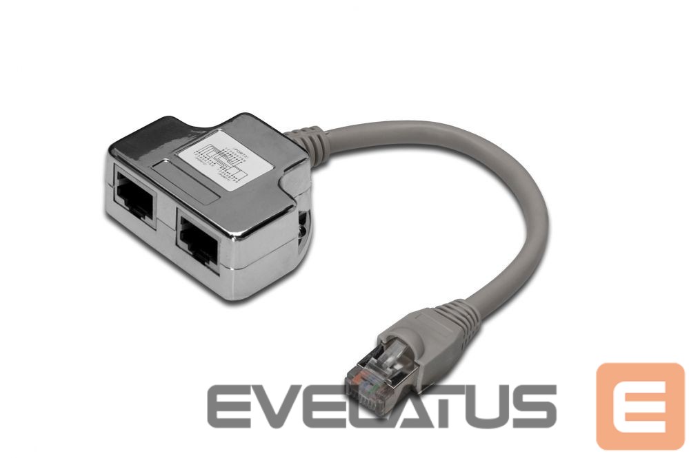 Converter Digitus CAT 5e patch cable adapter, 2x CAT 5e, shielded DN-93904 Black, RJ45 socket to RJ45 plug, 0.19 m