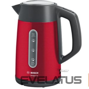 Teapot Bosch  Kettle DesignLine TWK4P434 Electric, 2400 W, 1.7 L, Stainless steel, 360° rotational base, Red/Black 