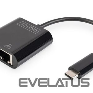 Routers Digitus  USB-Type-C Gigabit Ethernet Adapter + PD with power delivery function DN-3027	 Black 