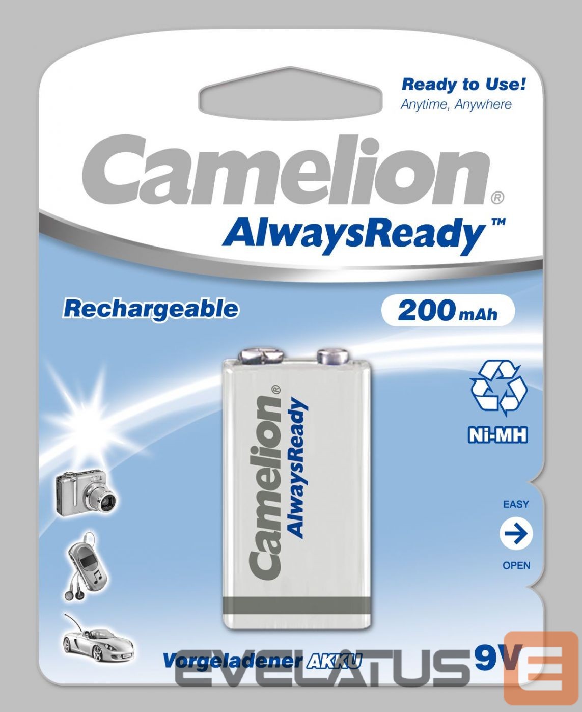 Other Computer Accessory Camelion 9V/6HR61, 200 mAh, AlwaysReady Rechargeable Batteries Ni-MH, 1 pc(s)