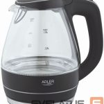 Teapot Adler  Kettle  Kettle AD 1224 Standard, Glass, Black, 2000 W, 360° rotational base, 1.5 L 
