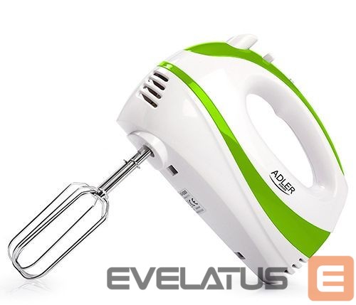 Mixers and blenders Adler Mixer AD 4205 g Hand Mixer, 300 W, Number of speeds 5, Turbo mode, White/Green