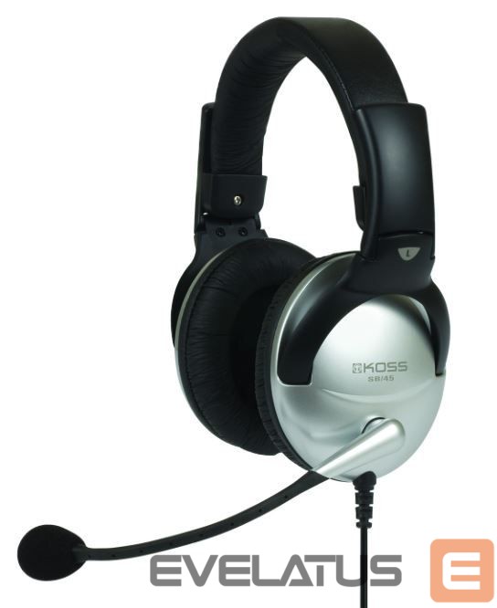 Wireless headphones Koss Headphones SB45 Wired, On-Ear, Microphone, 3.5 mm, Noise canceling, Silver/Black