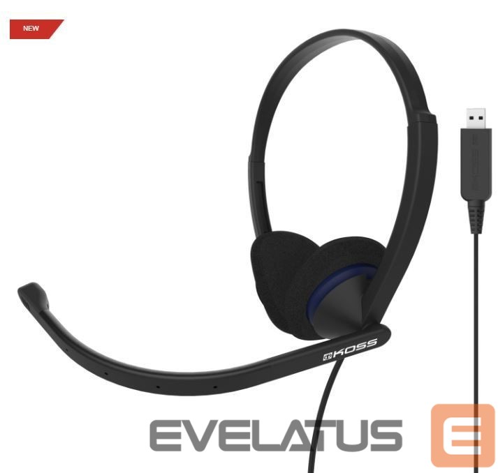 Wireless headphones Koss Headphones CS200 USB Wired, On-Ear, Microphone, USB Type-A, Black