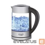 Teapot Adler  Kettle AD 1247 NEW With electronic control, 1850 - 2200 W, 1.7 L, Stainless steel, glass, Stainless steel/Transparent, 360° rotational base 