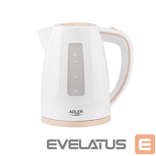 Teapot Adler Kettle AD 1264 Standard, 2200 W, 1.7 L, Plastic, White, 360° rotational base