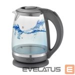 Teapot Adler  Kettle AD 1286 Standard, 2200 W, 2 L, Plastic/ glass, Grey/ transparent, 360° rotational base 
