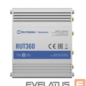 Routers Teltonika  Industrial Cellular Router RUT360 LTE CAT6 	1 x LAN ports, 10/100 Mbps, compliance with IEEE 802.3, IEEE 802.3u standards, supports auto MDI/MDIX crossover Mbit/s, Ethernet LAN (RJ-45) ports 2 x RJ45 ports, 10/100 Mbps, Mesh Support No, MU-MiMO Yes, 3G/4G data sharing, Antenna type 2 x SMA for LTE, 2 x RP-SMA for WiFi 