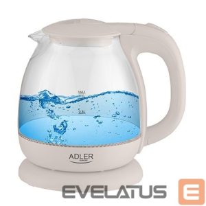 Teapot Adler  Kettle AD 1283C Electric, 900 W, 1 L, Glass/Stainless steel, 360° rotational base, Cream 