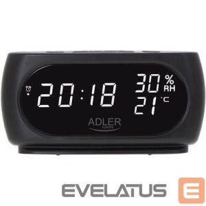 Interactive solution Adler  Clock with Thermometer AD 1186 Black 