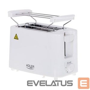 Toster Adler  Toaster AD 3223	 Power 750 W, Number of slots 2, Housing material Plastic, White 