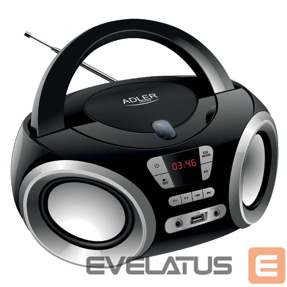 MP3 player Adler CD Boombox AD 1181 USB connectivity, Speakers, Black