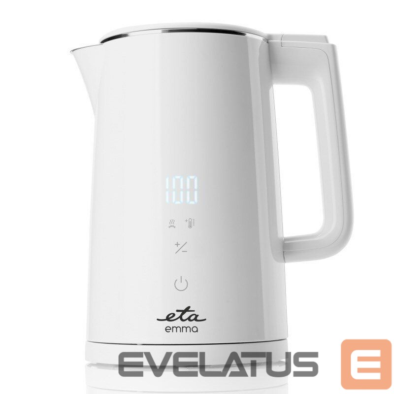 Teapot ETA Kettle 559590010 Emma Electric, 2200 W, 1.5 L, Stainless steel, 360° rotational base, White