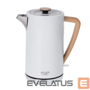 Teapot Adler  Kettle AD 1347w	 Electric, 2200 W, 1.5 L, Stainless steel, 360° rotational base, White 