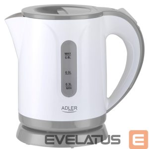 Teapot Adler  Kettle AD 1371g Electric, 850 W, 0.8 L, Stainless steel/Polypropylene, 360° rotational base, White/Grey 