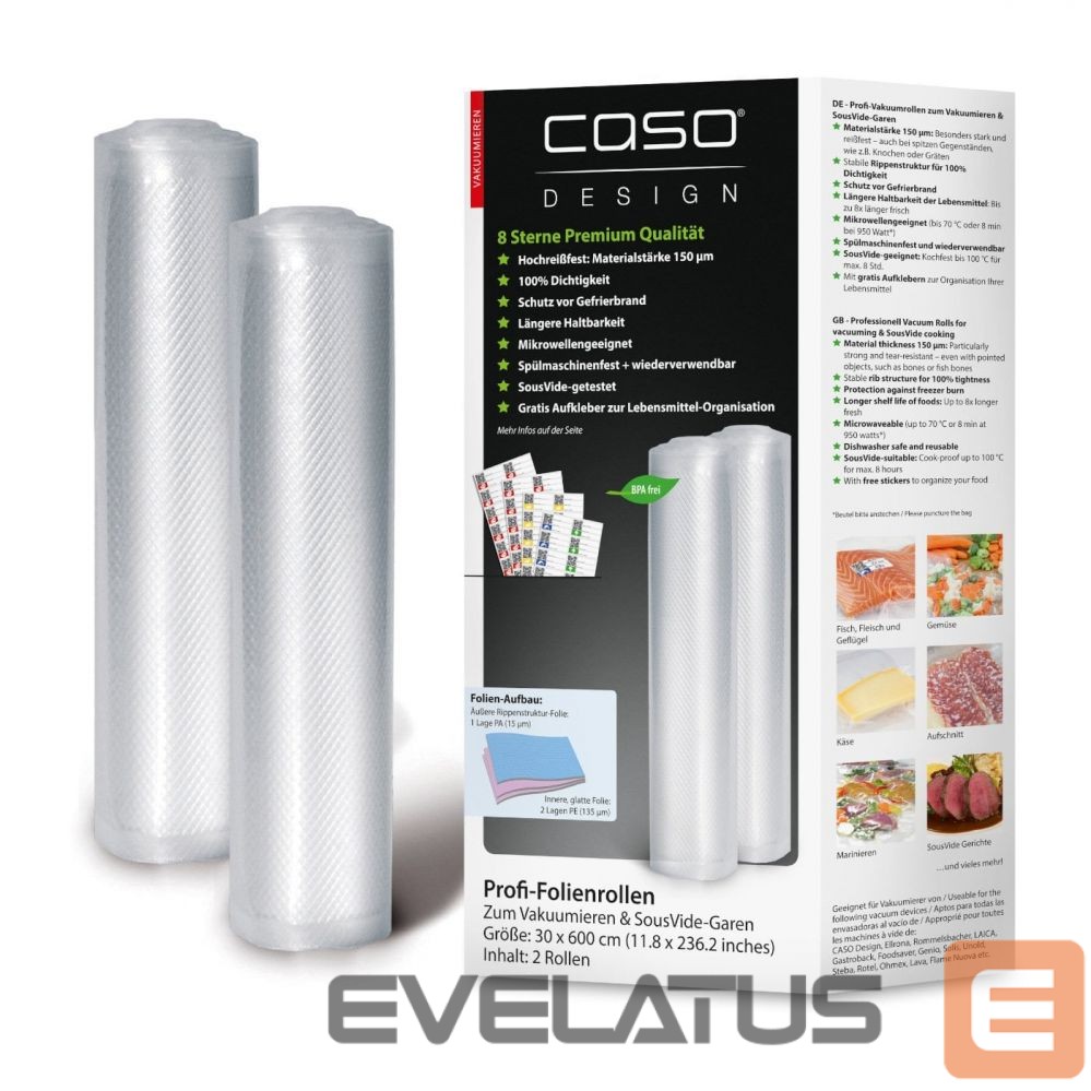 Accessories and filters Caso Foil rolls 01222 2 units, Dimensions (W x L) 30 x 600 cm, Ribbed
