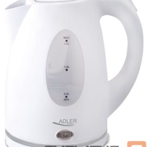 Teapot Adler  Kettle AD 1207 Standard, Plastic, White, 2000 W, 360° rotational base, 1.5 L 