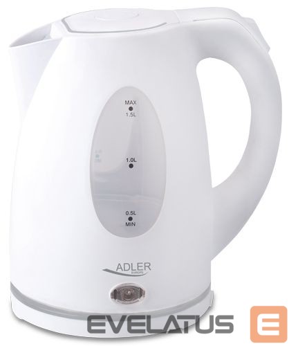 Teapot Adler Kettle AD 1207 Standard, Plastic, White, 2000 W, 360° rotational base, 1.5 L