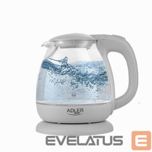 Teapot Adler  Kettle AD 1283G Standard, 1100 W, 1 L, Plastic/Glass, Grey, 360° rotational base 
