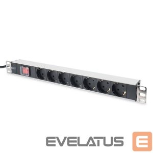 Circuit breaker Digitus  Aluminum outlet strip with switch  	DN-95402 Sockets quantity 7, 7x safety outlets 250VAC 50/60Hz / 16A / 4000W, 1U Aluminum PDU, rackmountable 