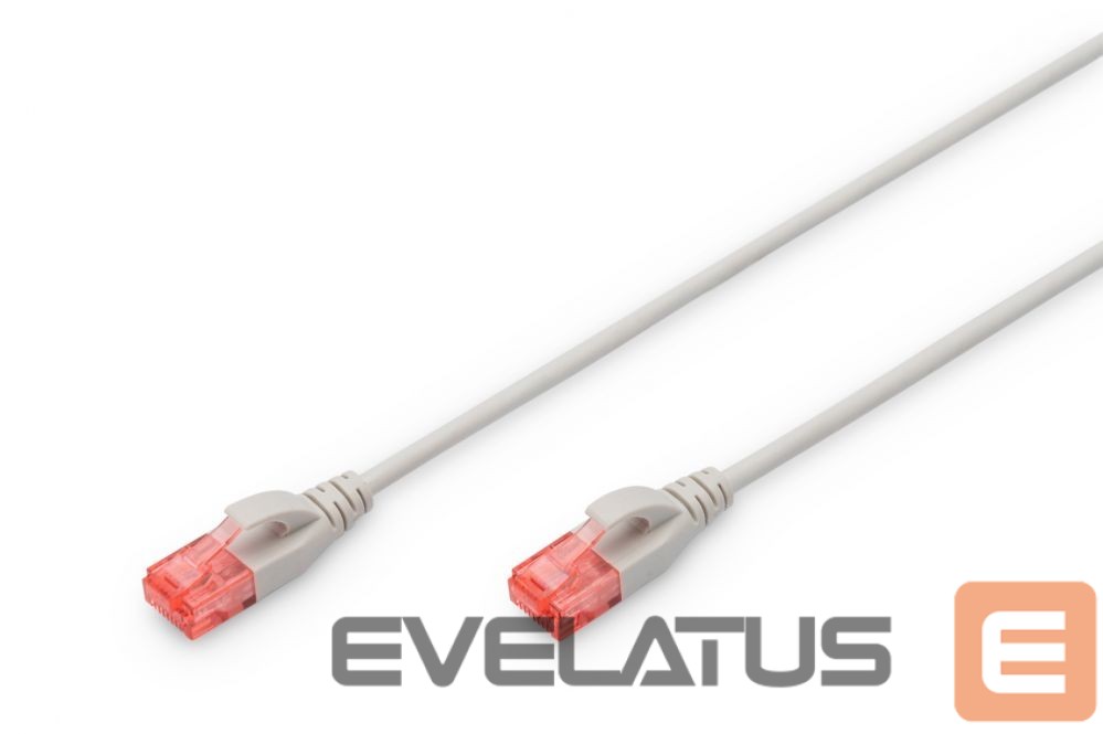 Converter Digitus CAT 6 U-UTP Slim patch cord Patch cord, Modular RJ45 (8/8) plug, 2 m, Grey