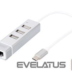 Other Computer Accessory Digitus  USB Type-C 3-Port Hub + Fast Ethernet LAN Adapter 