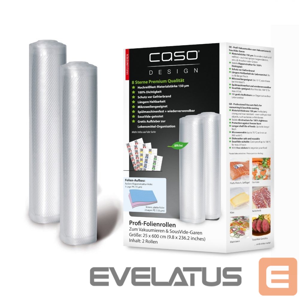 Accessories and filters Caso | Foil Roll | 01225 | 2 | Dimensions (W x L) 25x600 cm | Transparent