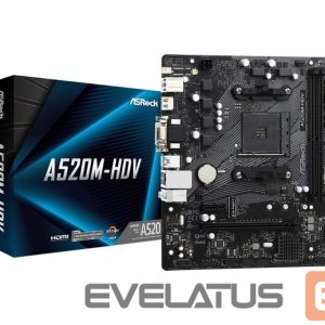Motherboard for AMD processors Asrock  Mainboard||AMD A520|SAM4|MicroATX|1xPCI-Express 3.0 1x|1xPCI-Express 3.0 16x|1xM.2|Memory DDR4|Memory slots 2|1x15pin D-sub|1xDVI|1xHDMI|2xAudio-In|1xAudio-Out|2xUSB 2.0|4xUSB 3.2|1xPS/2|1xRJ45|A520M-HDV 