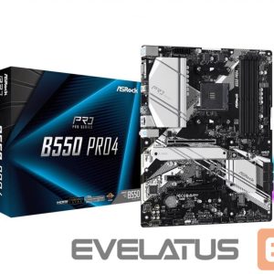 Motherboard for AMD processors Asrock  Mainboard||AMD B550|SAM4|ATX|2xPCI-Express 3.0 1x|1xPCI-Express 3.0 16x|2xM.2|1xPCI-Express 4.0 16x|Memory DDR4|Memory slots 4|1x15pin D-sub|1xHDMI|1xUSB type C|5xUSB 3.2|1xPS/2|1xRJ45|3xAudio port|B550PRO4 