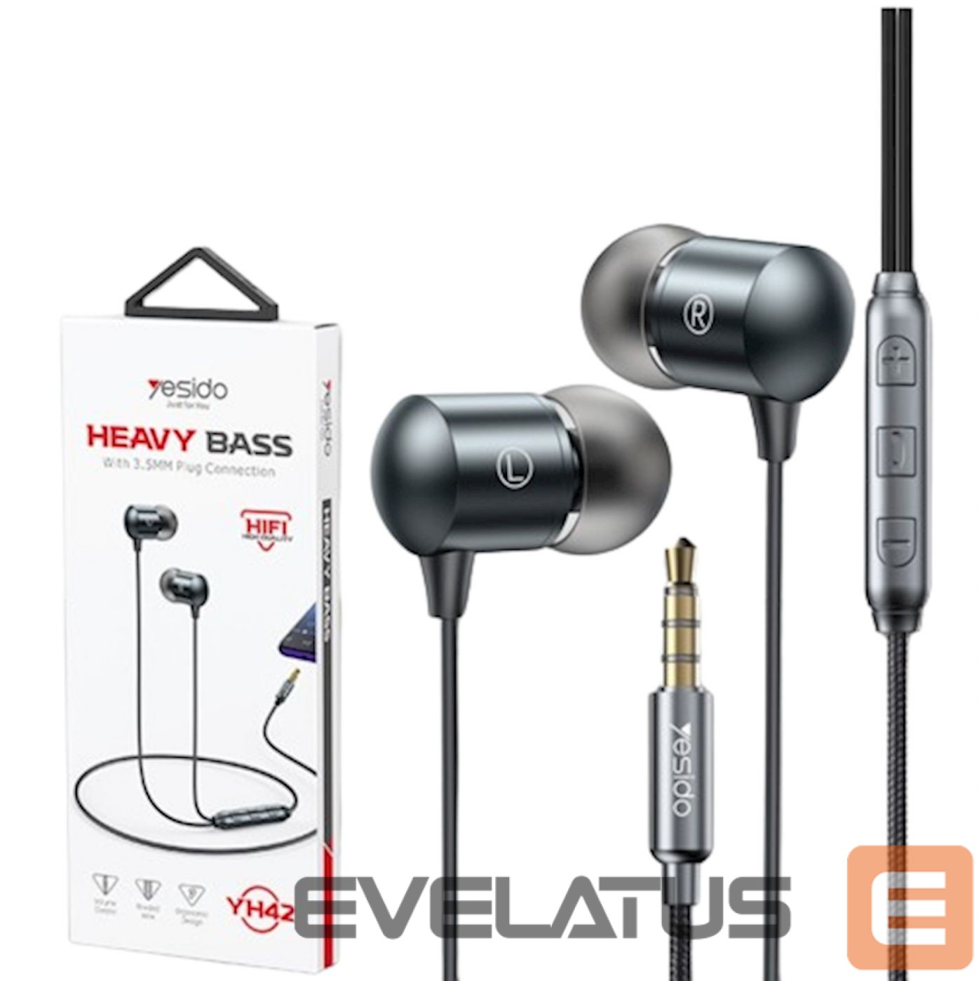 Wired headphones yesido YH42 Earphone 3.5mm With Microfone Black