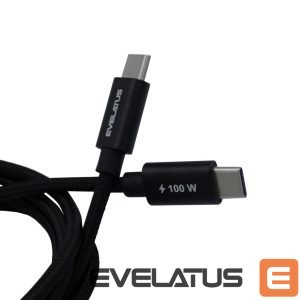 Cable Evelatus  Flex Cabel Pro USB 2.0 Type C to Type C 1.2M 100W 5A Black