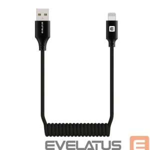 Cable Evelatus  AutoSpring Coiled Cable USB A to Lightning 1.2M cable Black