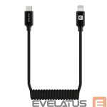 Cable Evelatus  AutoSpring Coiled Cable USB C to Lightning connector  1.2M black cable 