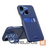 Back panel cover iLike - iPhone 14 Magsafe case + wallet case Dark Blue