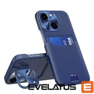 Back panel cover iLike - iPhone 14 Magsafe case + wallet case Dark Blue