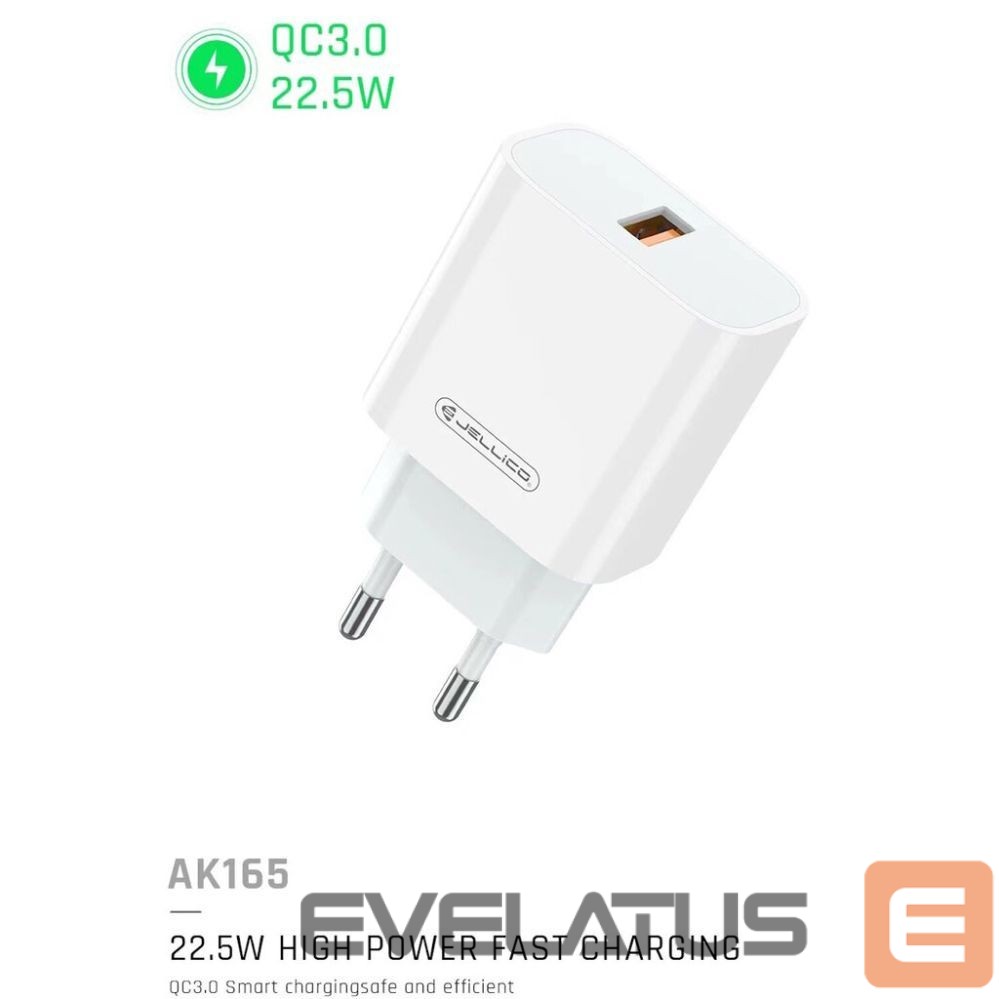Adapter Jellico AK-165 USB 22.5W QC 3.0 Smart Fast Charger 1x USB (5-12V) White