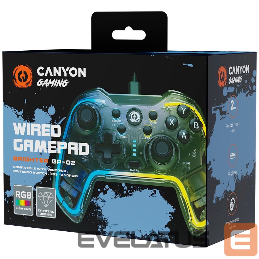 Controller Canyon gamepad Brighter GP-02 Wired Crystal Transparent