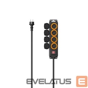 Converter Hama  OUTDOOR IP44 SWITCH 4 GN 4 m power strip Black