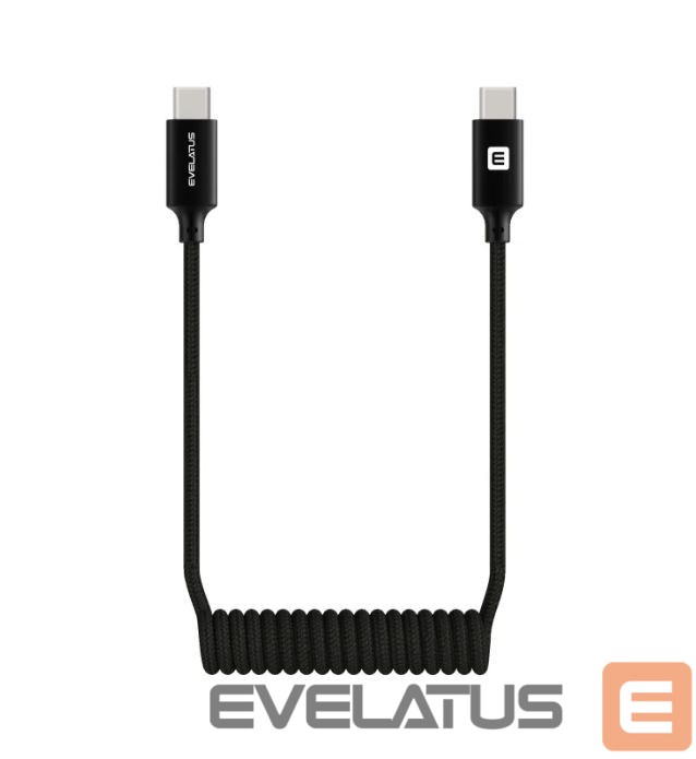 Cable Evelatus AutoSpring Coiled Cable USB C to USB C connector 1.2M Black