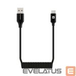 Cable Evelatus  AutoSpring Coiled Cable USB A to USB C connector 1.2M Black