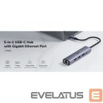 Routers Cudy  UH605 USB-C 5-in-1 Hub Gigabit LAN 3x USB-A 3.0 Power Input Aluminum Grey 