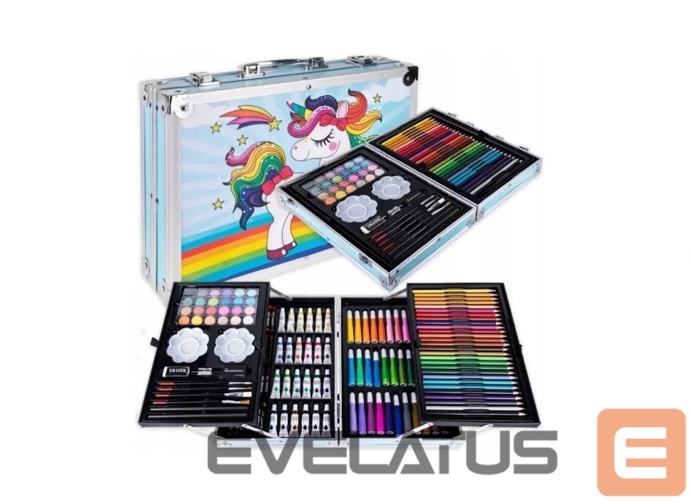 Toys iLike Stationery Art Set for Kids 145pcs Creative Drawing Kit Blue Case Kiddyz KIDD-ART-145B-BL