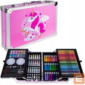 Toys iLike  Stationery Art Set for Kids 145pcs Creative Drawing Kit Pink Case 