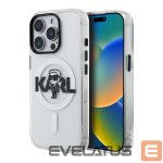 Back panel cover Karl Lagerfeld Apple iPhone 15 Pro Max Silicone case with Magsafe IML KL Sketch Logo Transparent